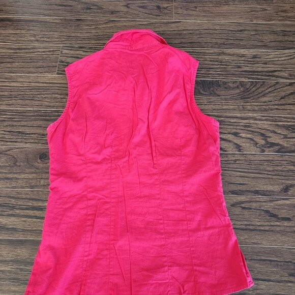 San Francisco Y2K Pink Sleeveless 90's Cotton Blend Collared Button Blouse Shirt - Picture 6 of 7